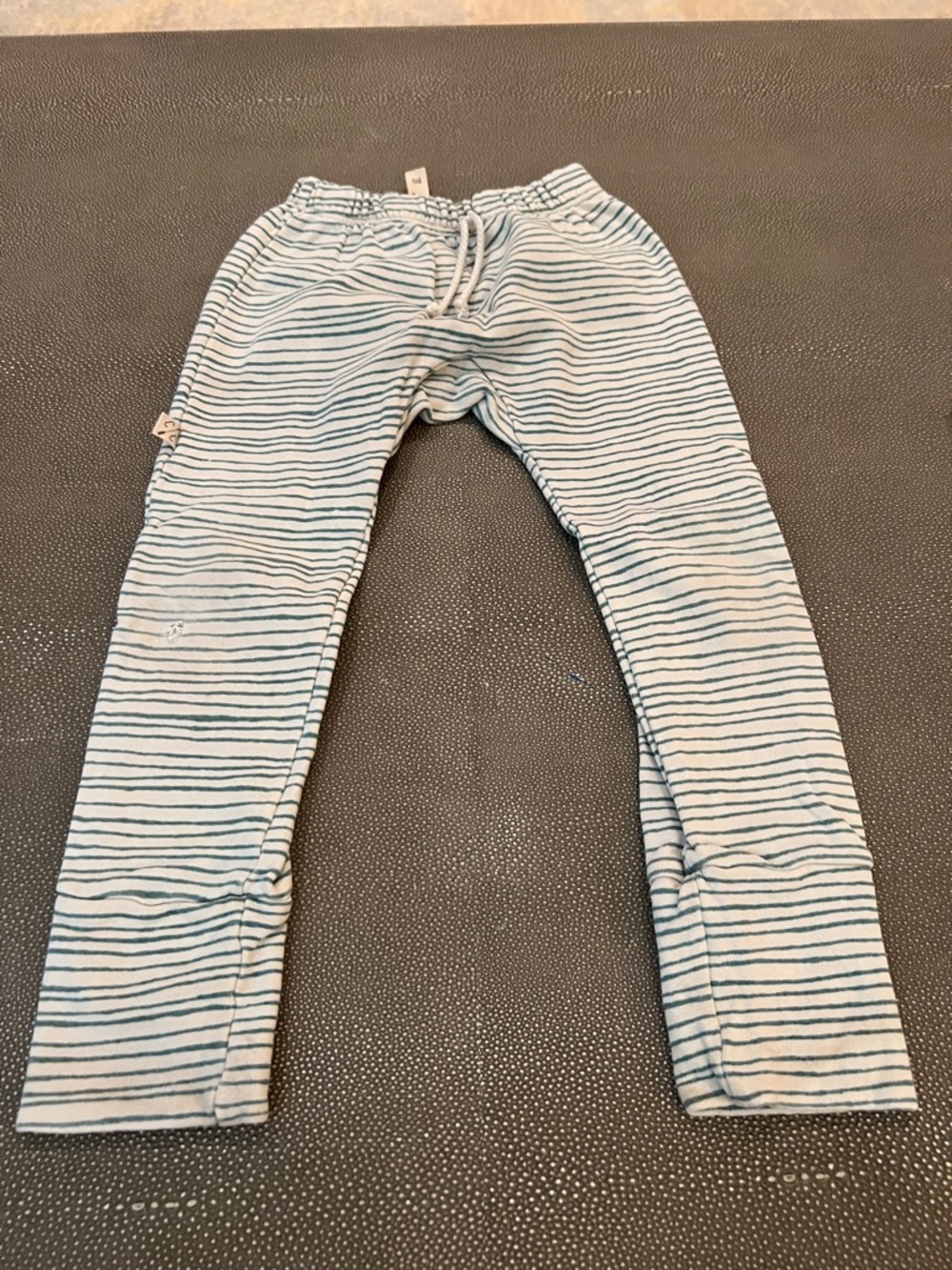 Striped Light Blue Kids Leggings with Drawstring Waist